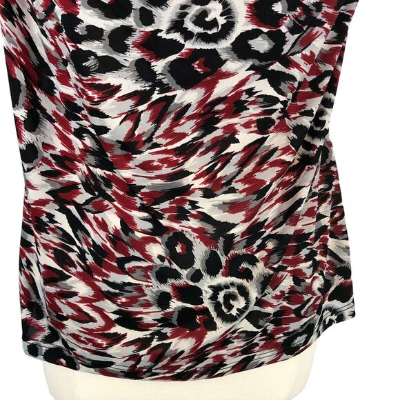 Brittany Black Career Cowl Neck Blouse Short Sleeve Geometric Size Medium - Picture 6 of 8